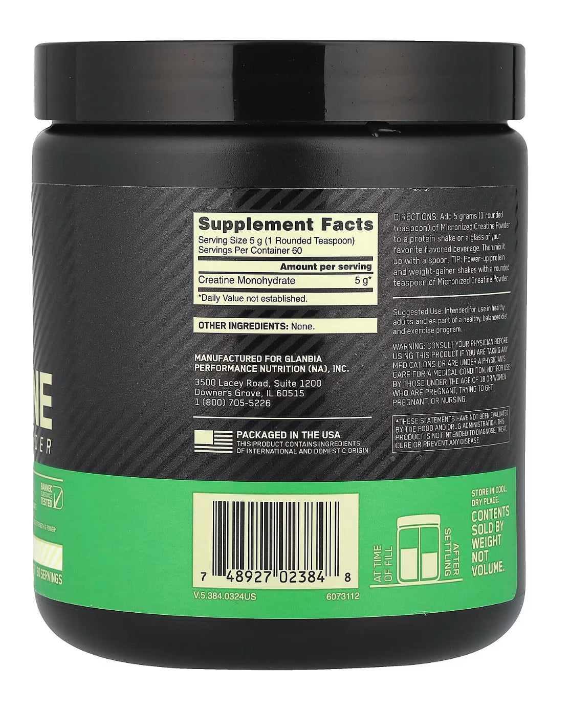 Optimum Nutrition, Micronized Creatine Powder, Unflavored